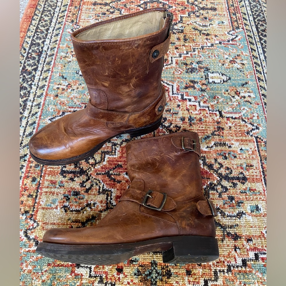 FRYE Moto Boots with Zipper detailing